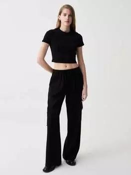 Брюки карго из льна и вискозы B.Angel, цвет black