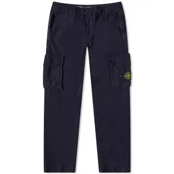 Брюки-карго из матового хлопкового холста Stone Island, темно-синий