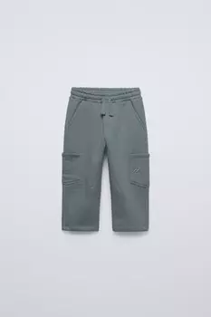Брюки карго из мягкой стилистики ZARA, зеленый