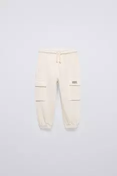 Брюки карго из мягкой тканью ZARA, экрю