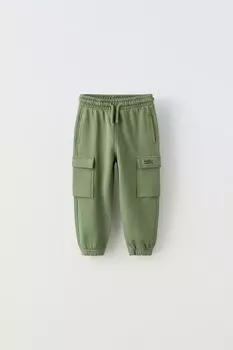 Брюки карго из мягкой тканью ZARA, зеленый