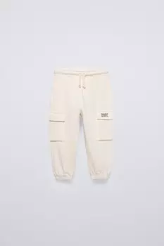 Брюки карго из мягкой тканью ZARA, экрю