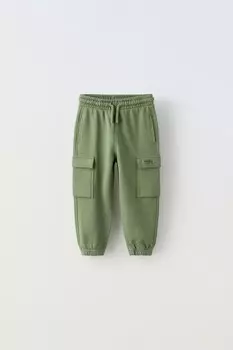 Брюки карго из мягкой тканью ZARA, зеленый