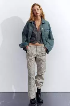 Брюки-карго из парусины H&M, бежевый