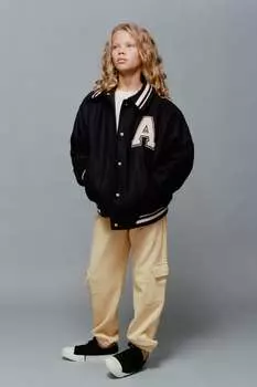 Брюки-карго из плюшового джерси ZARA, масло