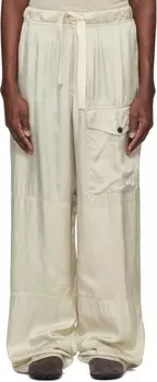 Брюки-карго из серо-коричневой вискозы с завязками Dries Van Noten