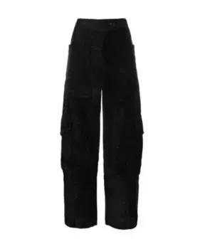 Брюки карго из синели Ganni, черный