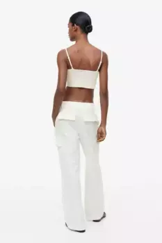 Брюки карго из смесового льна H&M, белый