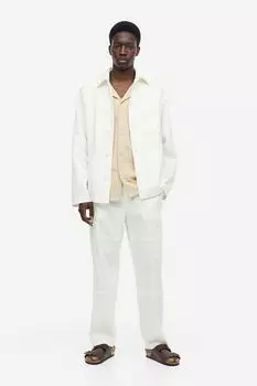 Брюки карго из смесового льна классического кроя H&M, белый