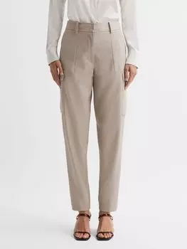 Брюки карго из смесовой шерсти Reiss Violet со средней посадкой, нейтральный цвет