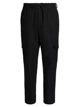 Брюки-карго из смесовой шерсти в тонкую полоску Versace Jeans Couture, черный