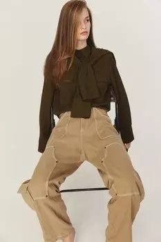 Брюки карго из твила H&M, бежевый