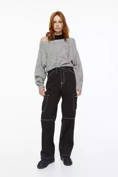 Брюки карго из твила H&M, черный