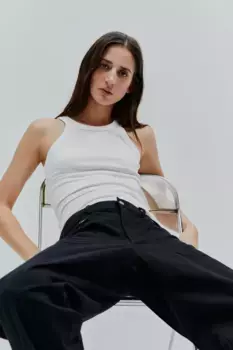 Брюки-карго из твила H&M, черный