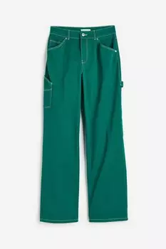 Брюки-Карго из твила H&M, зеленый