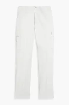 Брюки карго из твила из смеси льна и хлопка 120% LINO, белый