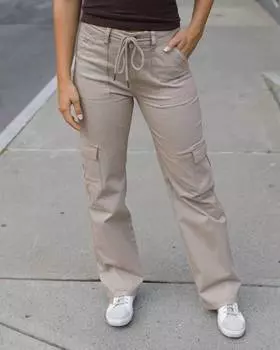 Брюки-карго из замши и твила цвета хаки Grace & Lace