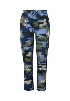 Брюки карго JOGGING CAMOUFLAGE SEQUINS Angel of Style, зеленый