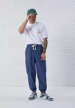 Брюки-карго LINEN BLEND CARGO Pier One, темно-синий