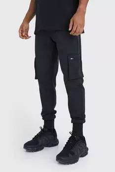 Брюки-карго man active gym deep rib tech Boohoo, черный