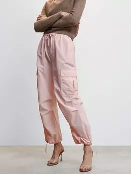 Брюки-карго Mango Joanne Parachute, светло-пастельный розовый