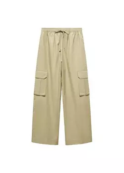 Брюки-карго MANGO Loose fit Cargo Pants Tortello, бежевый