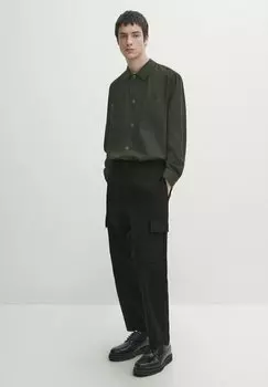 Брюки-карго Massimo Dutti, темно-зеленый меланж