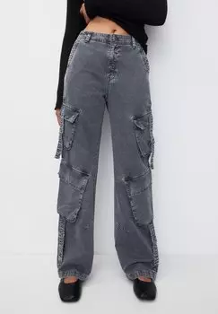 Брюки-карго Multiple Pockets PULL&BEAR, цвет grey