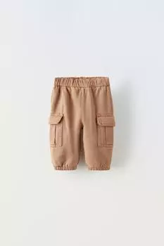Брюки-карго на подкладке ZARA, кэмел