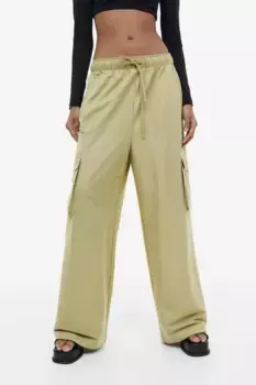 Брюки-карго на резинке H&M, зеленый