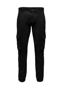 Брюки-карго, накладные карманы на штанинах, мужские ONLY & SONS, цвет 187679 Black