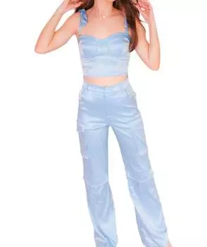 Брюки-карго небесно-голубого цвета Pretty Garbage