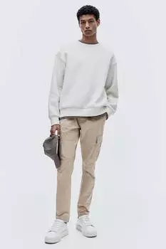 Брюки-Карго облегающего кроя H&M, бежевый