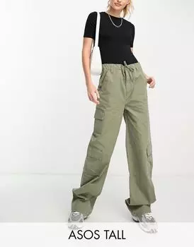 Брюки-карго оверсайз с несколькими карманами ASOS DESIGN Tall хаки