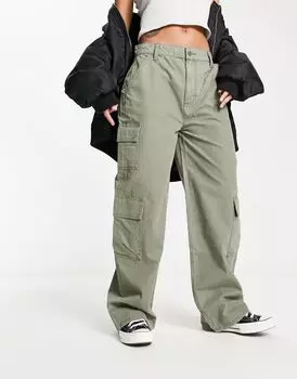 Брюки-карго оверсайз с несколькими карманами цвета хаки ASOS DESIGN