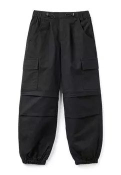 Брюки-карго PARACHUTE OPENING PATCH SIDES ELASTICATED WAIST NON-FUNCTIONAL STOPPER United Colors of Benetton, черный