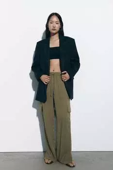 Брюки карго полной длины ZARA, хаки