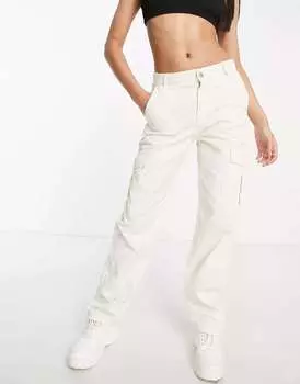 Брюки карго прямого кроя Pull&Bear цвета экрю