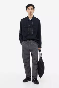 Брюки карго ripstop regular fit H&M, серый