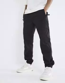 Брюки карго River Island с манжетами черного цвета