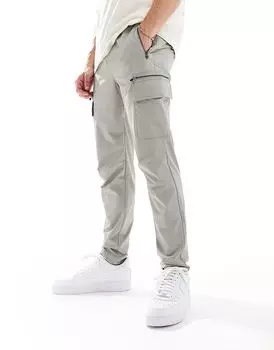 Брюки-карго River Island Skinny Fit серого цвета