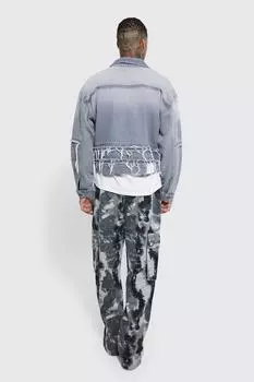 Брюки-карго с фиксированным камуфляжным принтом и застежкой на подоле boohooMAN, черный