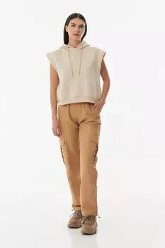 Брюки карго с карманами из парашютной ткани Fullamoda, кэмел-бежевый