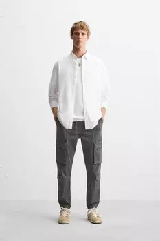 Брюки карго с карманами ZARA, темно-серый