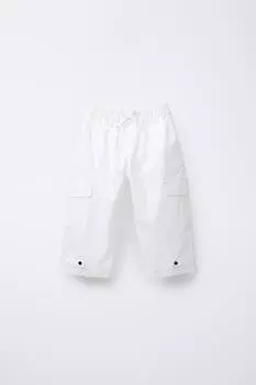 Брюки-карго с множеством карманов ZARA, белый