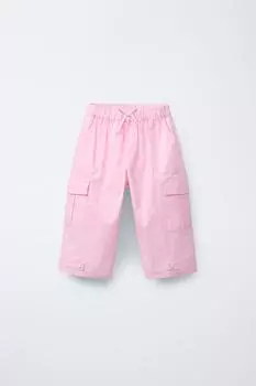 Брюки-карго с множеством карманов ZARA, розовый
