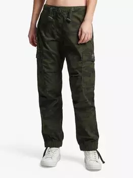 Брюки-карго с парашютным захватом Superdry из органического хлопка, зеленый камуфляж