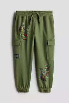 Брюки-Карго с принтом H&M, зеленый