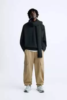 Брюки карго с принтом на талии ZARA, кэмел