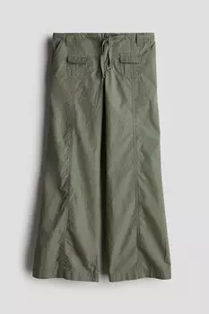 Брюки карго с вырезом H&M, зеленый